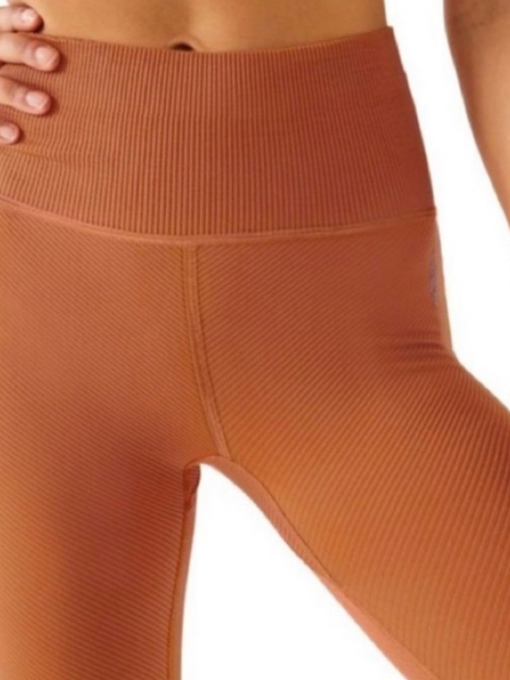 Free People Movement High Rise Ribbed Compression Leggings Toasted Coconut NWT S